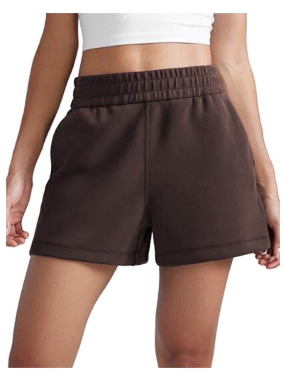 CRZ YOGA SoftAura Sweat Shorts 4" High Rise Relaxed Fit Side Pockets Yoga